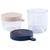 Baby'S Maaltijd BEABA | Doosje Met 2 Glazen Porties 150 Ml / 250 Ml Dark Blue