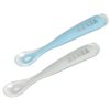 Baby'S Maaltijd BEABA | Set Van 2 Siliconen Babylepels + Opbergdoosje Grey/Blue