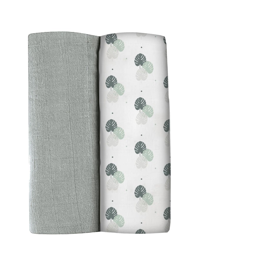 Babykamer BEABA | Set Van 2 Katoenen Tetra Doekjes Xxl Mirage Grey/Jungle